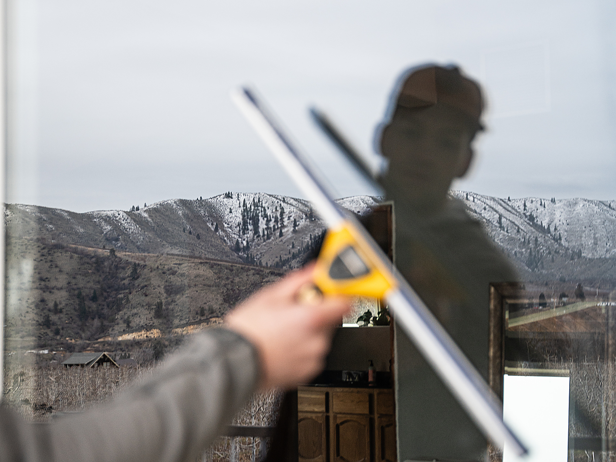 Restored crystal-clear glass after hard water stain removal